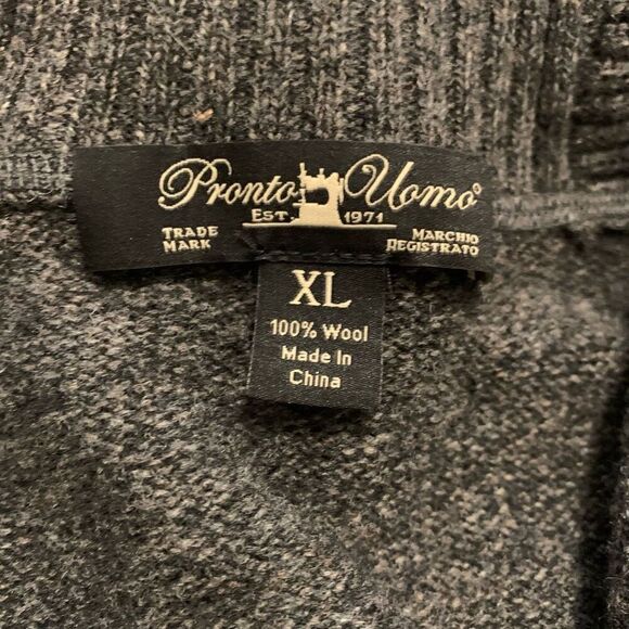 Pronto Uomo XL Men's 100% Wool Collared Sweater Grey - Picture 4 of 6